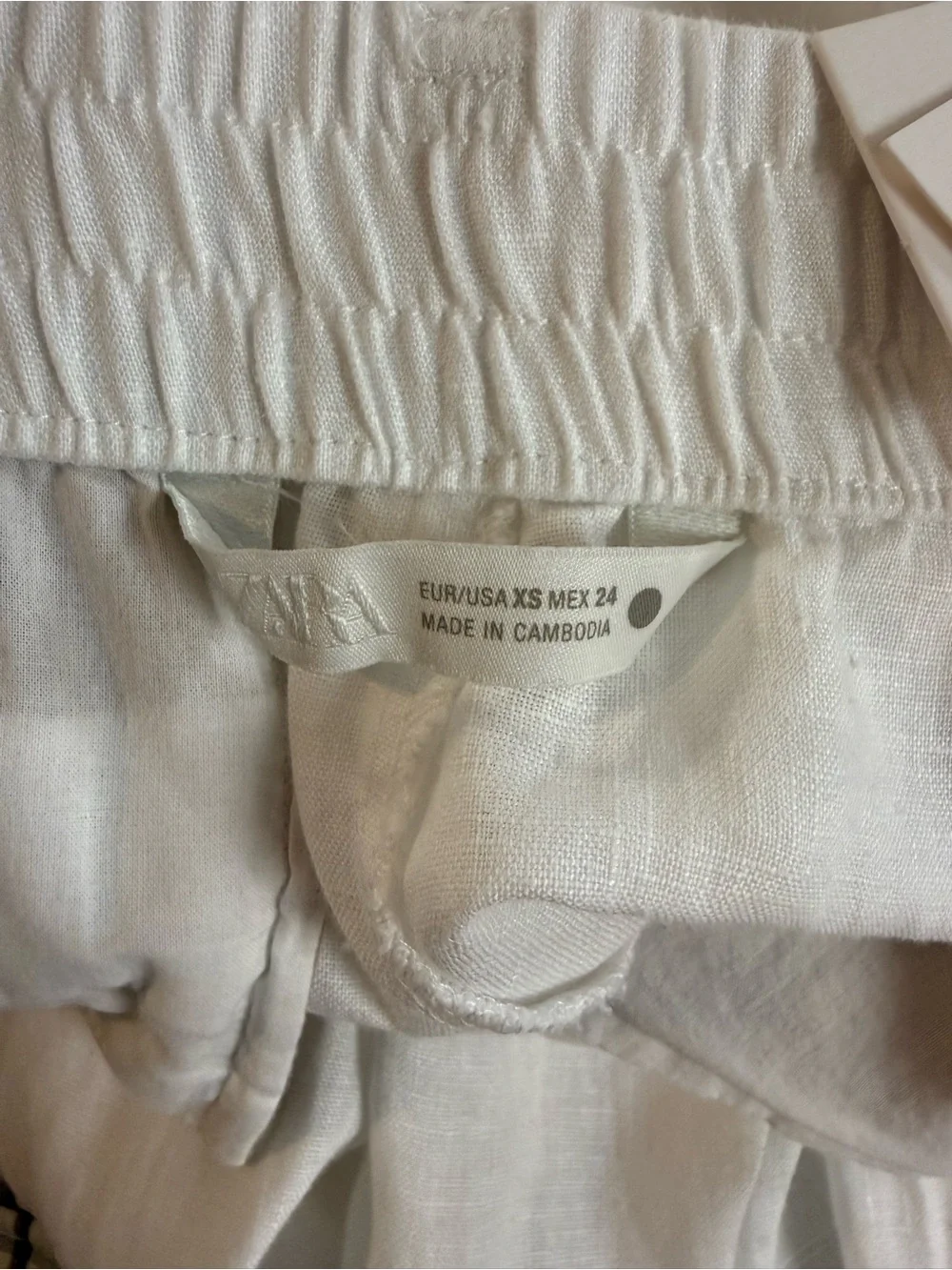 Zara ZW Collection White 100% Linen Pleated Pants XS NWT